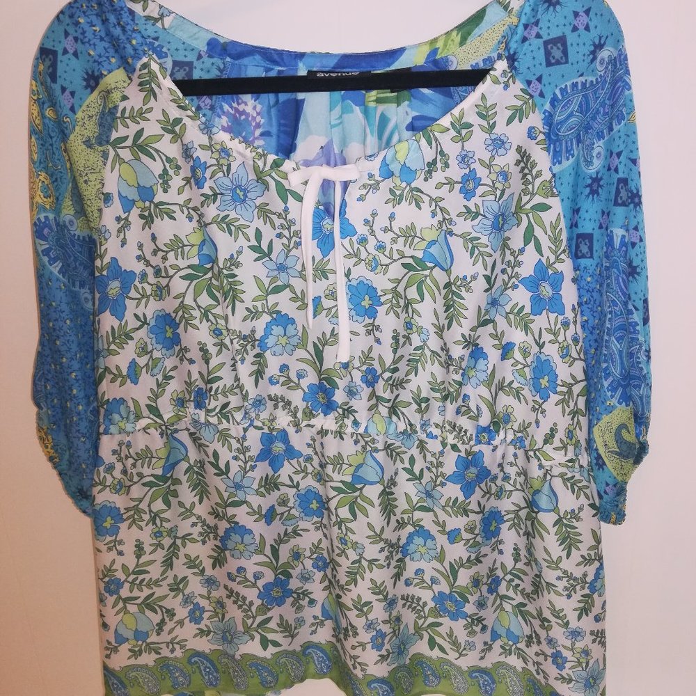 Mixed Pattern Peasant Top
